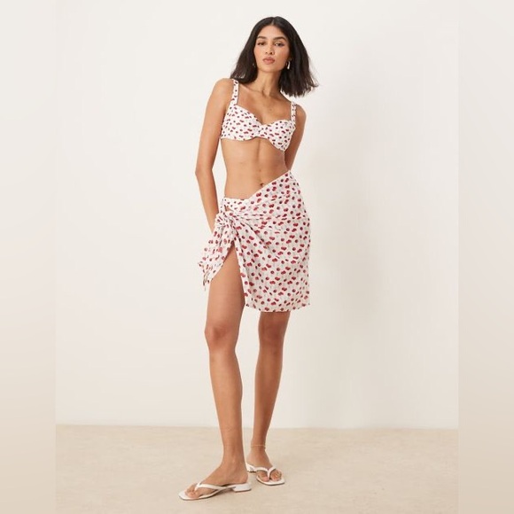 Abercrombie & Fitch Cherry Print Bikini Set with Sarong - Picture 1 of 7